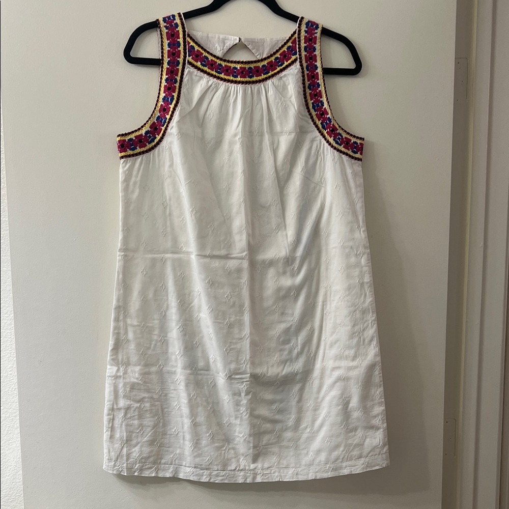 Old Navy White Mini Dress with Multicolor Embroidery